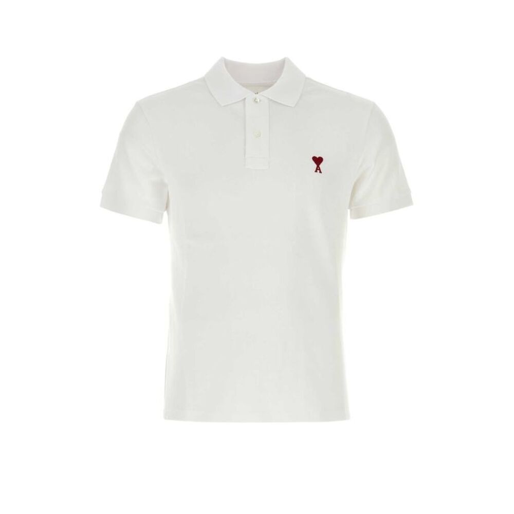 Ami Men White Piquet Polo Shirt
